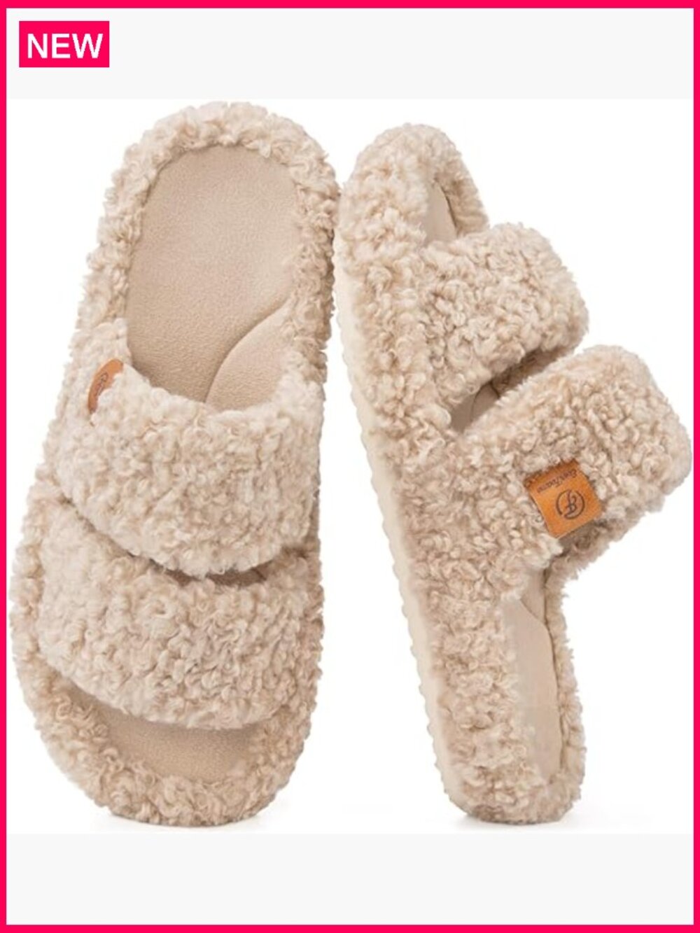 Fuzzy Open-Toe Slippers Memory Foam Non-Slip Rubber Sole House Shoes